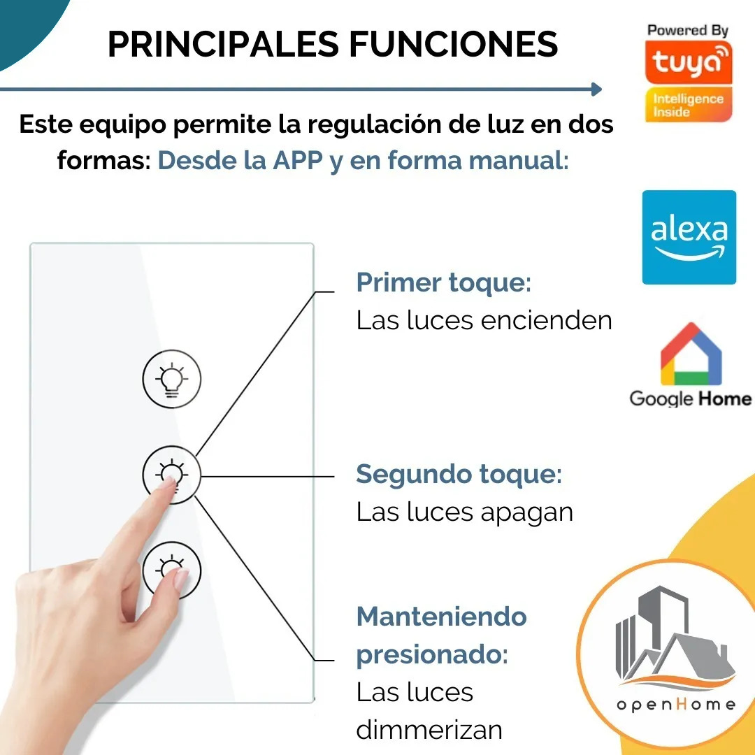 Interruptor De Luz Tactil Zigbee Dimmer De 3 C - Image 3