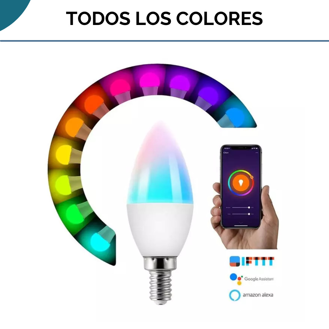 Lámpara Led Wifi E14 RGBW | Domótica - Image 3