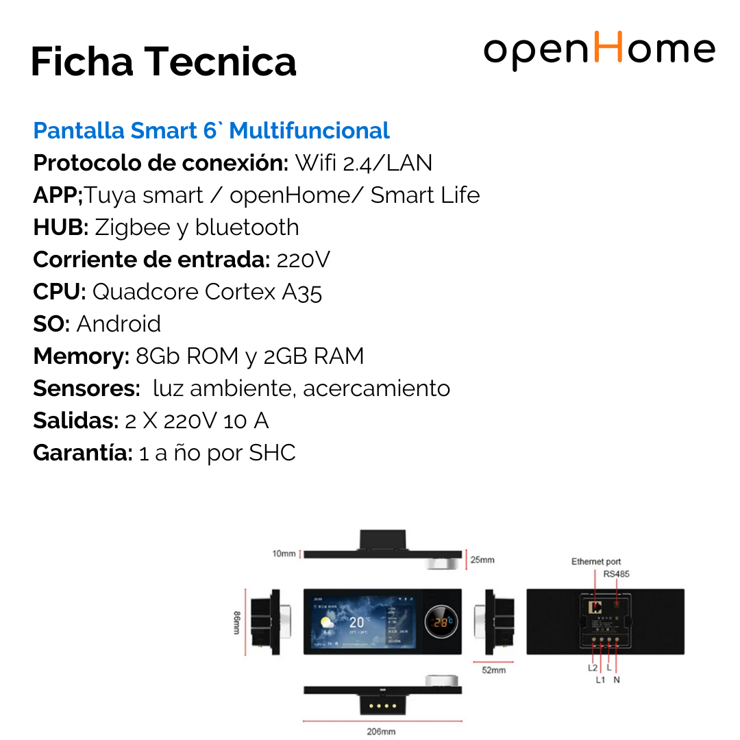 Panel De Control Para Hogar Smart 6" Andorid | Hub Zigbee - Image 9