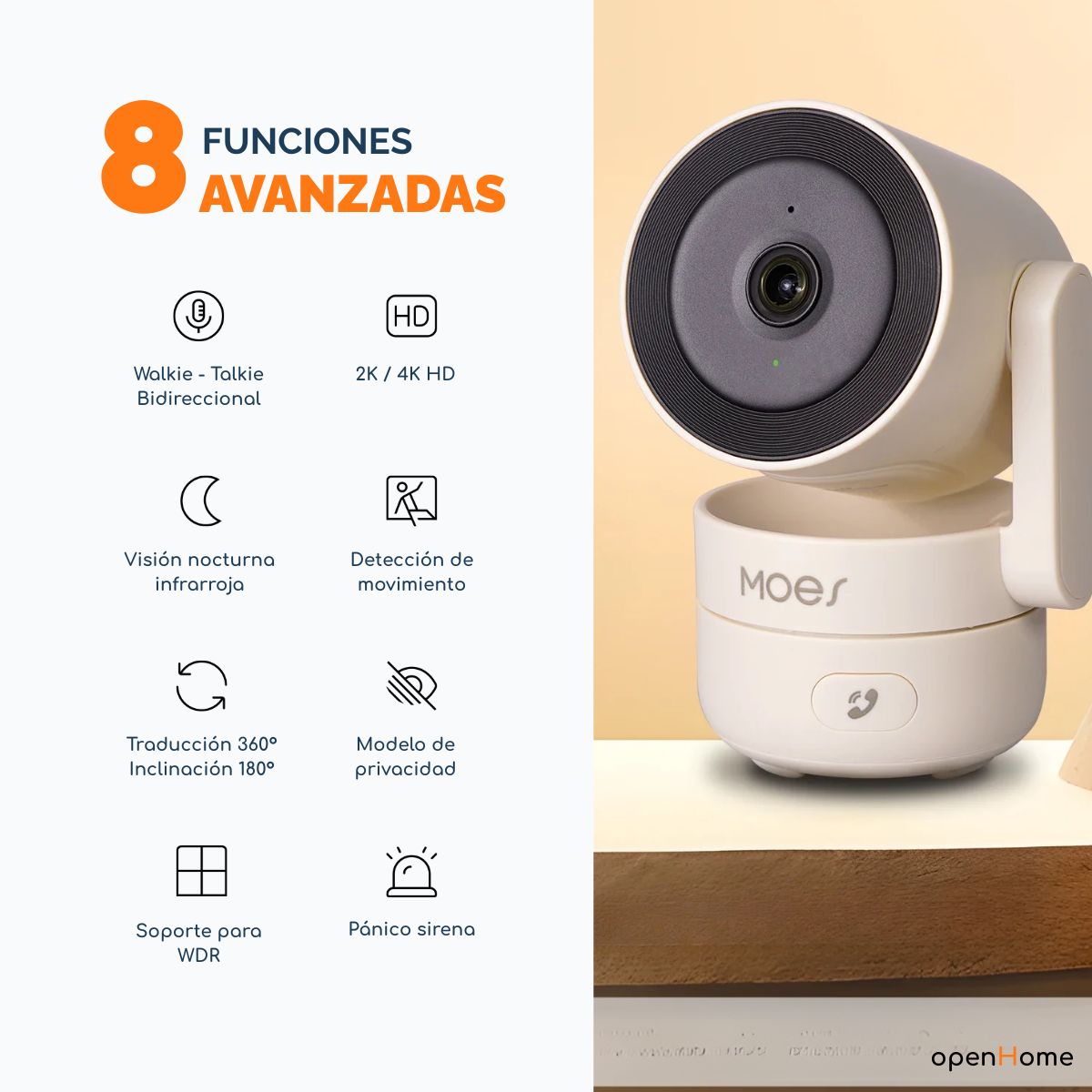 Cámara Vigilancia 360° Wifi Hd Moes Tuya Smart Interior - Image 3